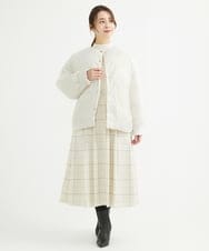 F1VAV46260 MK MICHEL KLEIN(小さいサイズ)(メゾン ドゥ サンク) 【小さいサイズ】マフラー付きノーカラー中綿コート アイボリー