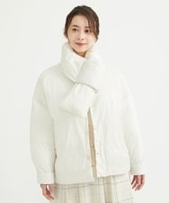 F1VAV46260 MK MICHEL KLEIN(小さいサイズ)(メゾン ドゥ サンク) 【小さいサイズ】マフラー付きノーカラー中綿コート アイボリー