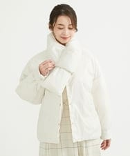 F1VAV46260 MK MICHEL KLEIN(小さいサイズ)(メゾン ドゥ サンク) 【小さいサイズ】マフラー付きノーカラー中綿コート アイボリー