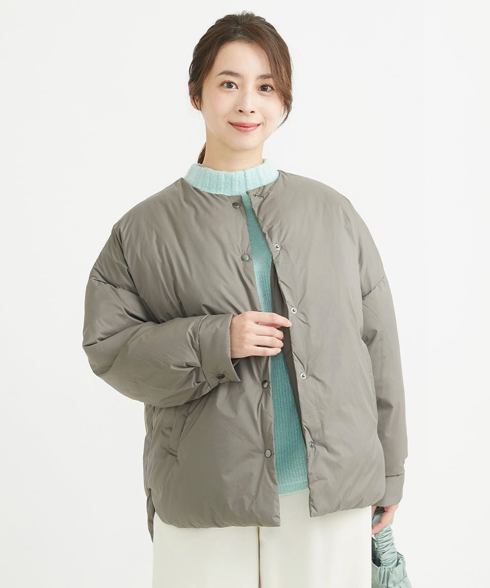 F1VAV46260 MK MICHEL KLEIN(小さいサイズ)(メゾン ドゥ サンク) 【小さいサイズ】マフラー付きノーカラー中綿コート アイボリー