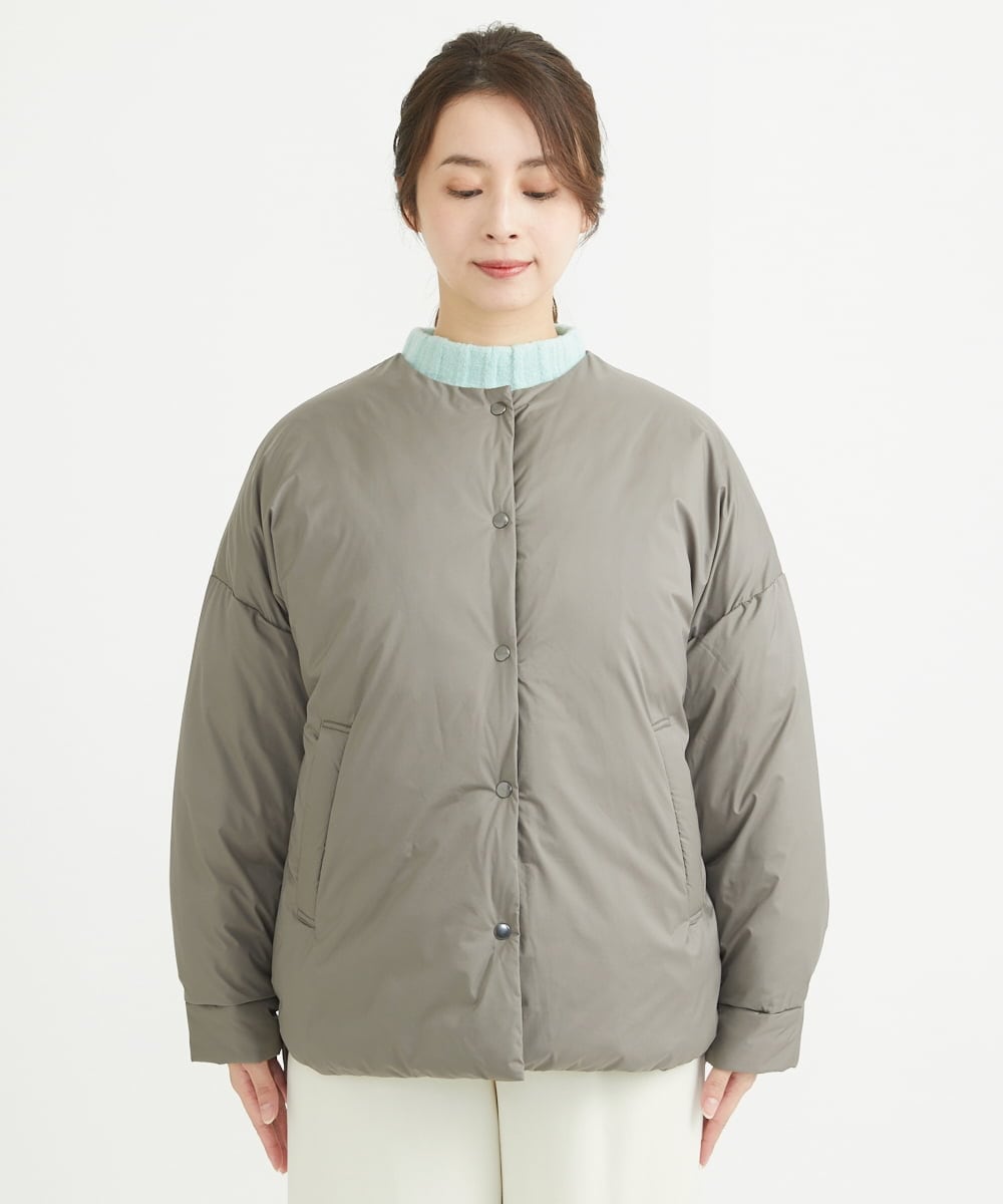 F1VAV46260 MK MICHEL KLEIN(小さいサイズ)(メゾン ドゥ サンク) 【小さいサイズ】マフラー付きノーカラー中綿コート アイボリー
