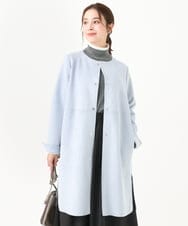 F1VDA32220 MK MICHEL KLEIN(小さいサイズ)(メゾン ドゥ サンク) 【小さいサイズ】フェイクスウェードノーカラーコート/洗える ライトブルー