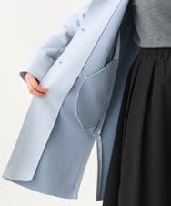 F1VDA32220 MK MICHEL KLEIN(小さいサイズ)(メゾン ドゥ サンク) 【小さいサイズ】フェイクスウェードノーカラーコート/洗える ライトブルー
