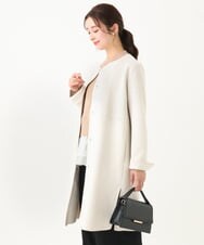 F1VDA32220 MK MICHEL KLEIN(小さいサイズ)(メゾン ドゥ サンク) 【小さいサイズ】フェイクスウェードノーカラーコート/洗える ライトブルー