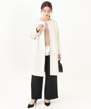 F1VDA32220 MK MICHEL KLEIN(小さいサイズ)(メゾン ドゥ サンク) 【小さいサイズ】フェイクスウェードノーカラーコート/洗える ライトブルー