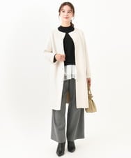 F1VDA32220 MK MICHEL KLEIN(小さいサイズ)(メゾン ドゥ サンク) 【小さいサイズ】フェイクスウェードノーカラーコート/洗える ライトブルー