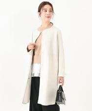 F1VDA32220 MK MICHEL KLEIN(小さいサイズ)(メゾン ドゥ サンク) 【小さいサイズ】フェイクスウェードノーカラーコート/洗える ライトブルー