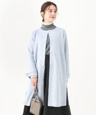 F1VDA32220 MK MICHEL KLEIN(小さいサイズ)(メゾン ドゥ サンク) 【小さいサイズ】フェイクスウェードノーカラーコート/洗える ライトブルー