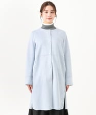 F1VDA32220 MK MICHEL KLEIN(小さいサイズ)(メゾン ドゥ サンク) 【小さいサイズ】フェイクスウェードノーカラーコート/洗える ライトブルー
