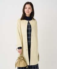 F1VDD32220 MK MICHEL KLEIN(小さいサイズ)(メゾン ドゥ サンク) 【小さいサイズ】フェイクスウェードノーカラーコート/洗える ライトイエロー