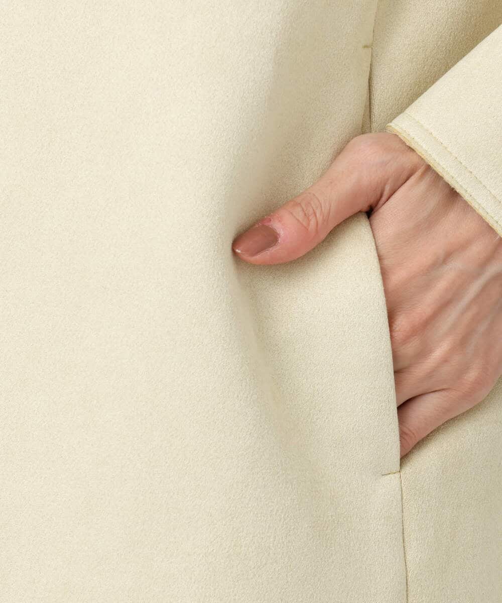 F1VDD32220 MK MICHEL KLEIN(小さいサイズ)(メゾン ドゥ サンク) 【小さいサイズ】フェイクスウェードノーカラーコート/洗える ライトイエロー