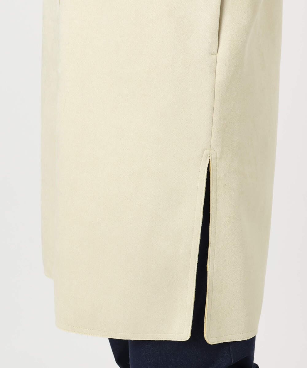 F1VDD32220 MK MICHEL KLEIN(小さいサイズ)(メゾン ドゥ サンク) 【小さいサイズ】フェイクスウェードノーカラーコート/洗える ライトイエロー