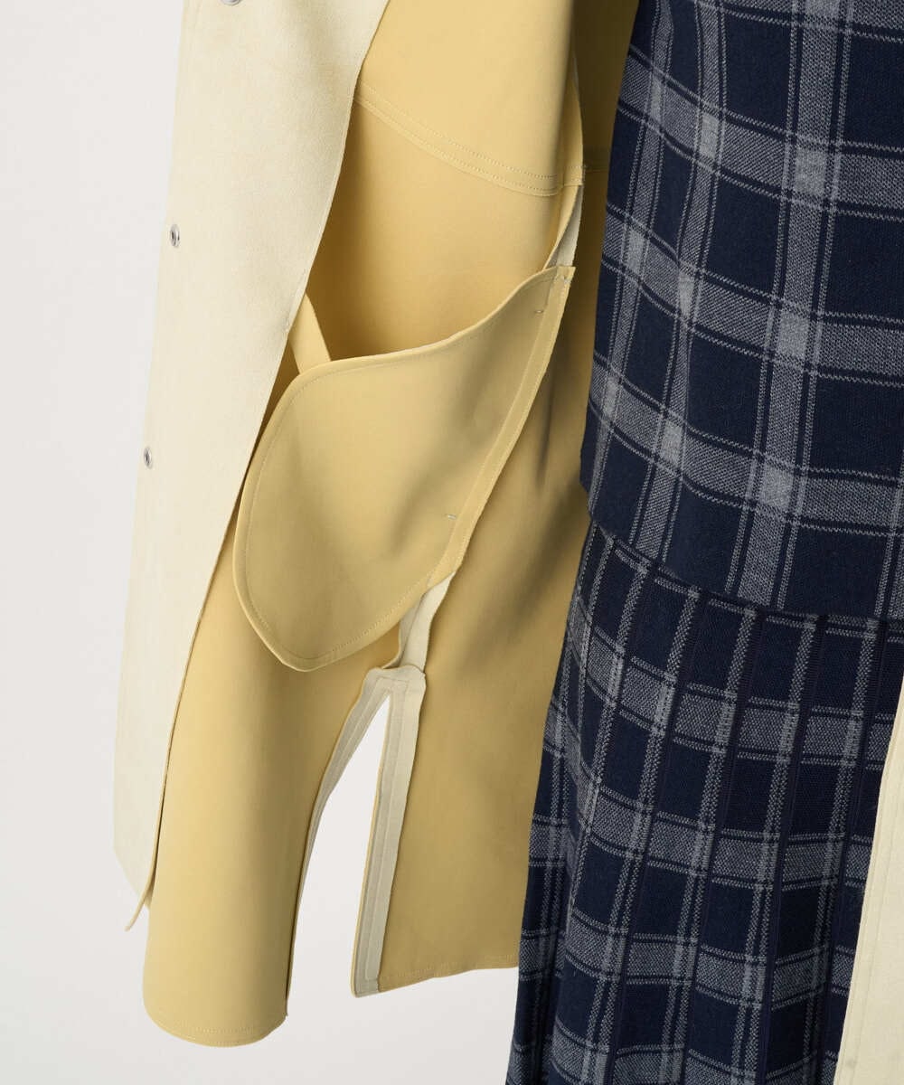 F1VDD32220 MK MICHEL KLEIN(小さいサイズ)(メゾン ドゥ サンク) 【小さいサイズ】フェイクスウェードノーカラーコート/洗える ライトイエロー