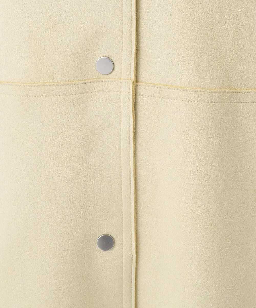 F1VDD32220 MK MICHEL KLEIN(小さいサイズ)(メゾン ドゥ サンク) 【小さいサイズ】フェイクスウェードノーカラーコート/洗える ライトイエロー