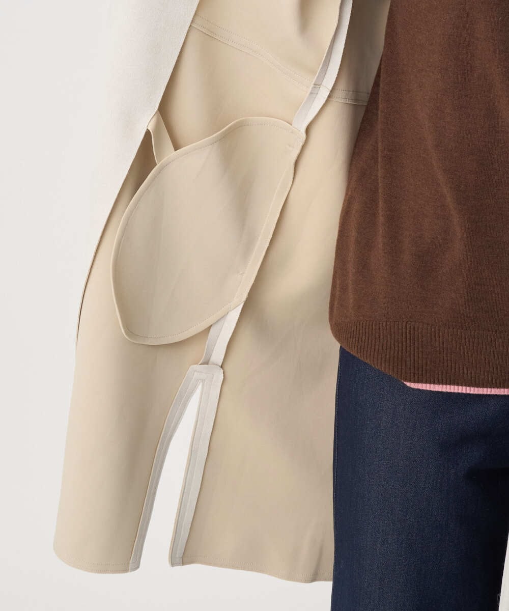 F1VDD32220 MK MICHEL KLEIN(小さいサイズ)(メゾン ドゥ サンク) 【小さいサイズ】フェイクスウェードノーカラーコート/洗える ライトイエロー