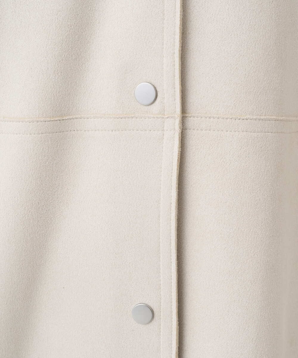 F1VDD32220 MK MICHEL KLEIN(小さいサイズ)(メゾン ドゥ サンク) 【小さいサイズ】フェイクスウェードノーカラーコート/洗える ライトイエロー