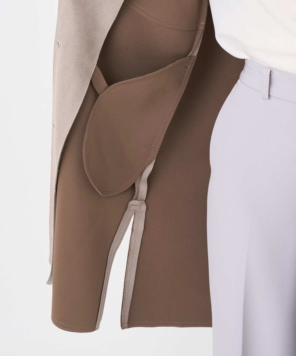 F1VDD32220 MK MICHEL KLEIN(小さいサイズ)(メゾン ドゥ サンク) 【小さいサイズ】フェイクスウェードノーカラーコート/洗える ライトイエロー