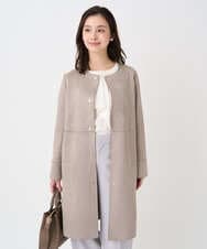 F1VDD32220 MK MICHEL KLEIN(小さいサイズ)(メゾン ドゥ サンク) 【小さいサイズ】フェイクスウェードノーカラーコート/洗える ライトイエロー