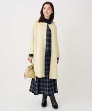 F1VDD32220 MK MICHEL KLEIN(小さいサイズ)(メゾン ドゥ サンク) 【小さいサイズ】フェイクスウェードノーカラーコート/洗える ライトイエロー