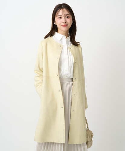 F1VDD32220 MK MICHEL KLEIN(小さいサイズ) 【小さいサイズ】フェイクスウェードノーカラーコート/洗える