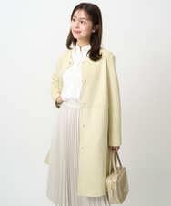 F1VDD32220 MK MICHEL KLEIN(小さいサイズ)(メゾン ドゥ サンク) 【小さいサイズ】フェイクスウェードノーカラーコート/洗える ライトイエロー