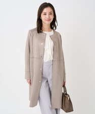 F1VDD32220 MK MICHEL KLEIN(小さいサイズ)(メゾン ドゥ サンク) 【小さいサイズ】フェイクスウェードノーカラーコート/洗える ライトイエロー