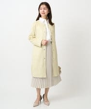 F1VDD32220 MK MICHEL KLEIN(小さいサイズ)(メゾン ドゥ サンク) 【小さいサイズ】フェイクスウェードノーカラーコート/洗える ライトイエロー