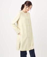 F1VDD32220 MK MICHEL KLEIN(小さいサイズ)(メゾン ドゥ サンク) 【小さいサイズ】フェイクスウェードノーカラーコート/洗える ライトイエロー