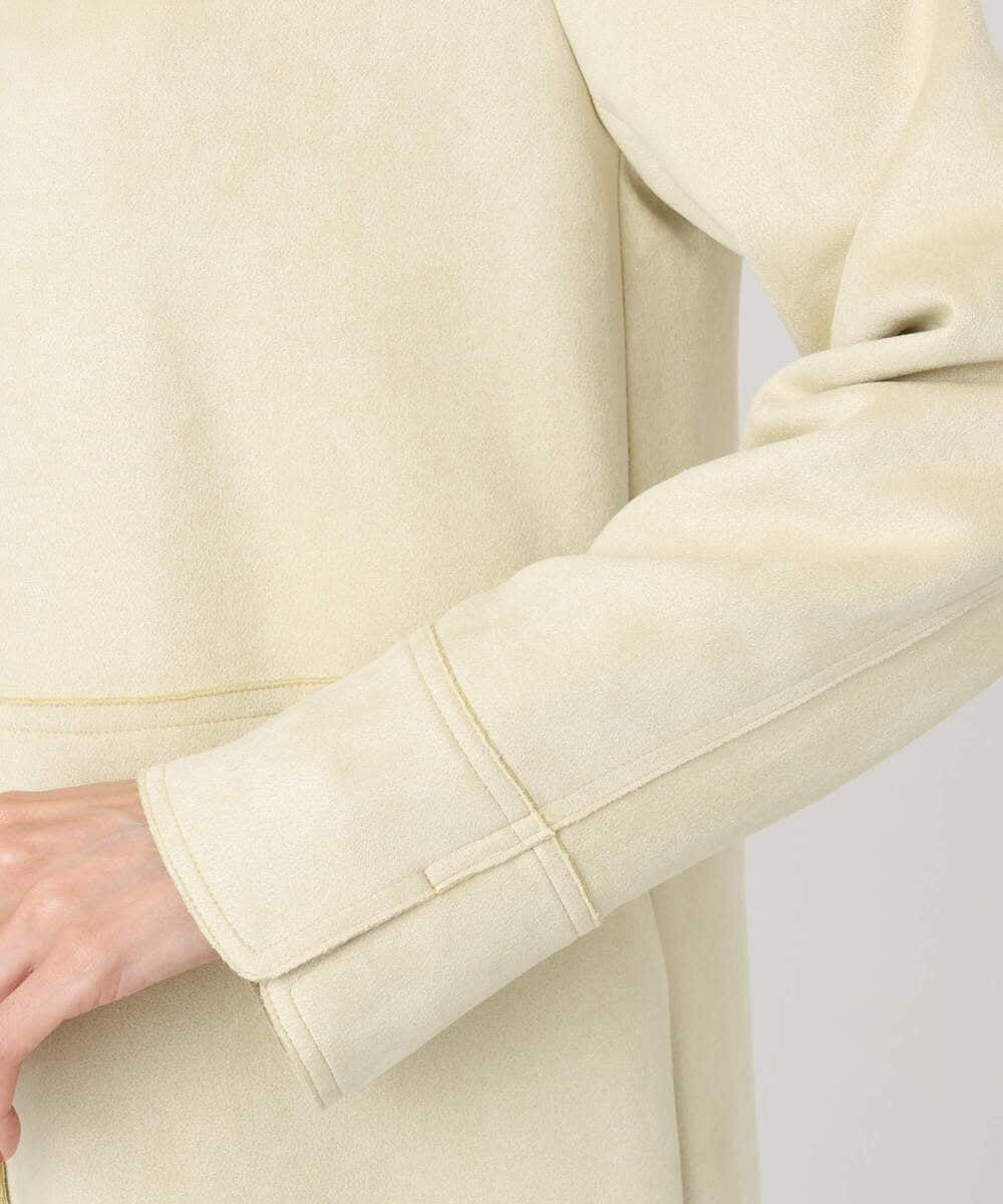 F1VDD32220 MK MICHEL KLEIN(小さいサイズ)(メゾン ドゥ サンク) 【小さいサイズ】フェイクスウェードノーカラーコート/洗える ライトイエロー