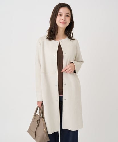 F1VDD32220 MK MICHEL KLEIN(小さいサイズ) 【小さいサイズ】フェイクスウェードノーカラーコート/洗える