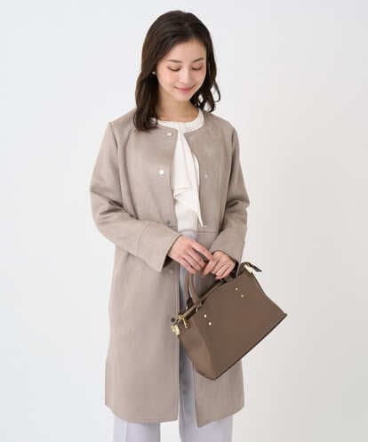 F1VDD32220 MK MICHEL KLEIN(小さいサイズ) 【小さいサイズ】フェイクスウェードノーカラーコート/洗える