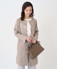 F1VDD32220 MK MICHEL KLEIN(小さいサイズ)(メゾン ドゥ サンク) 【小さいサイズ】フェイクスウェードノーカラーコート/洗える モカ