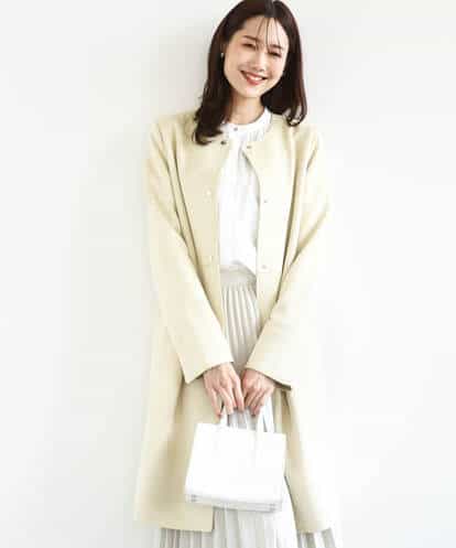 F1VDD32220  フェイクスウェードノーカラーコート/洗える