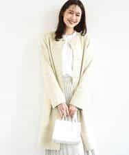 F1VDD32220 MK MICHEL KLEIN(小さいサイズ)(メゾン ドゥ サンク) フェイクスウェードノーカラーコート/洗える ライトイエロー