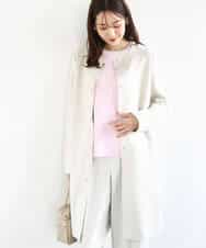 F1VDD32220 MK MICHEL KLEIN(小さいサイズ)(メゾン ドゥ サンク) フェイクスウェードノーカラーコート/洗える ベージュ