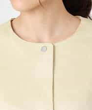 F1VDD32220 MK MICHEL KLEIN(小さいサイズ)(メゾン ドゥ サンク) フェイクスウェードノーカラーコート/洗える モカ