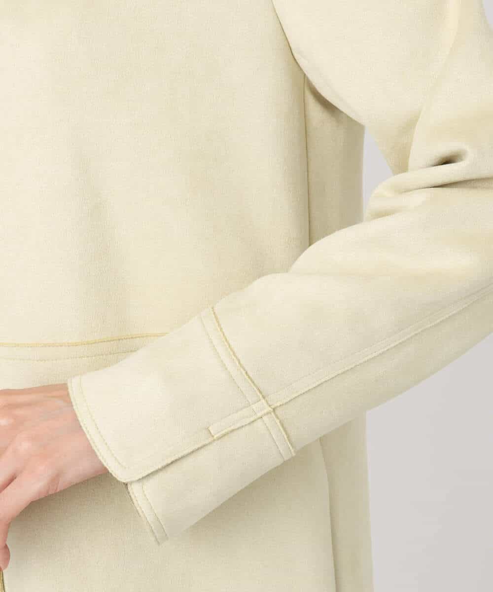 F1VDD32220 MK MICHEL KLEIN(小さいサイズ)(メゾン ドゥ サンク) フェイクスウェードノーカラーコート/洗える モカ