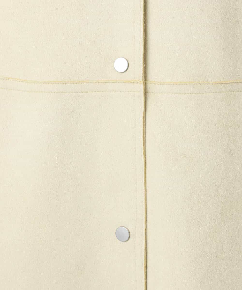 F1VDD32220 MK MICHEL KLEIN(小さいサイズ)(メゾン ドゥ サンク) フェイクスウェードノーカラーコート/洗える モカ