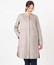 F1VDD32220 MK MICHEL KLEIN(小さいサイズ)(メゾン ドゥ サンク) フェイクスウェードノーカラーコート/洗える モカ