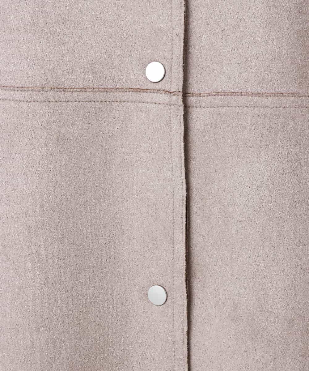 F1VDD32220 MK MICHEL KLEIN(小さいサイズ)(メゾン ドゥ サンク) フェイクスウェードノーカラーコート/洗える モカ