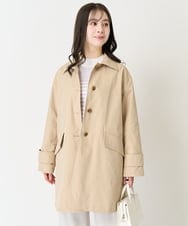 F1VFA01270 MK MICHEL KLEIN(小さいサイズ)(メゾン ドゥ サンク) 【小さいサイズ】ミドル丈ステンカラーコート/洗える ベージュ