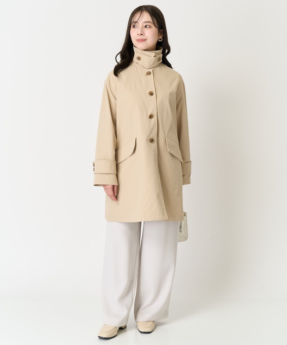 F1VFA01270 MK MICHEL KLEIN(小さいサイズ)(メゾン ドゥ サンク) 【小さいサイズ】ミドル丈ステンカラーコート/洗える ベージュ