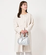 F1VFA26300 MK MICHEL KLEIN(小さいサイズ)(メゾン ドゥ サンク) 【小さいサイズ】タフタノーカラーロングコート/洗える アイボリー