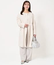 F1VFA26300 MK MICHEL KLEIN(小さいサイズ)(メゾン ドゥ サンク) 【小さいサイズ】タフタノーカラーロングコート/洗える アイボリー