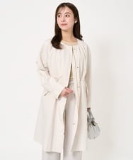 F1VFA26300 MK MICHEL KLEIN(小さいサイズ)(メゾン ドゥ サンク) 【小さいサイズ】タフタノーカラーロングコート/洗える アイボリー