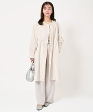 F1VFA26300 MK MICHEL KLEIN(小さいサイズ)(メゾン ドゥ サンク) 【小さいサイズ】タフタノーカラーロングコート/洗える アイボリー