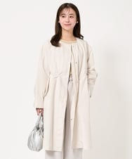 F1VFA26300 MK MICHEL KLEIN(小さいサイズ)(メゾン ドゥ サンク) 【小さいサイズ】タフタノーカラーロングコート/洗える アイボリー