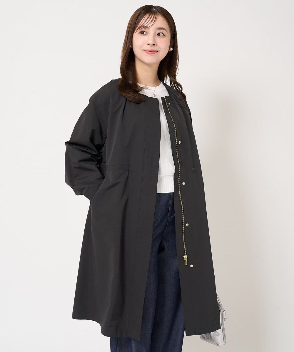 F1VFA26300 MK MICHEL KLEIN(小さいサイズ)(メゾン ドゥ サンク) 【小さいサイズ】タフタノーカラーロングコート/洗える アイボリー