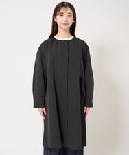 F1VFA26300 MK MICHEL KLEIN(小さいサイズ)(メゾン ドゥ サンク) 【小さいサイズ】タフタノーカラーロングコート/洗える アイボリー