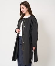 F1VFA26300 MK MICHEL KLEIN(小さいサイズ)(メゾン ドゥ サンク) 【小さいサイズ】タフタノーカラーロングコート/洗える ブラック
